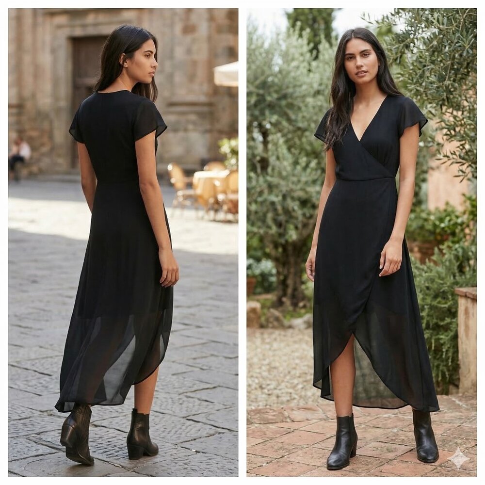 Black Talulah Wrap Tulip Dress